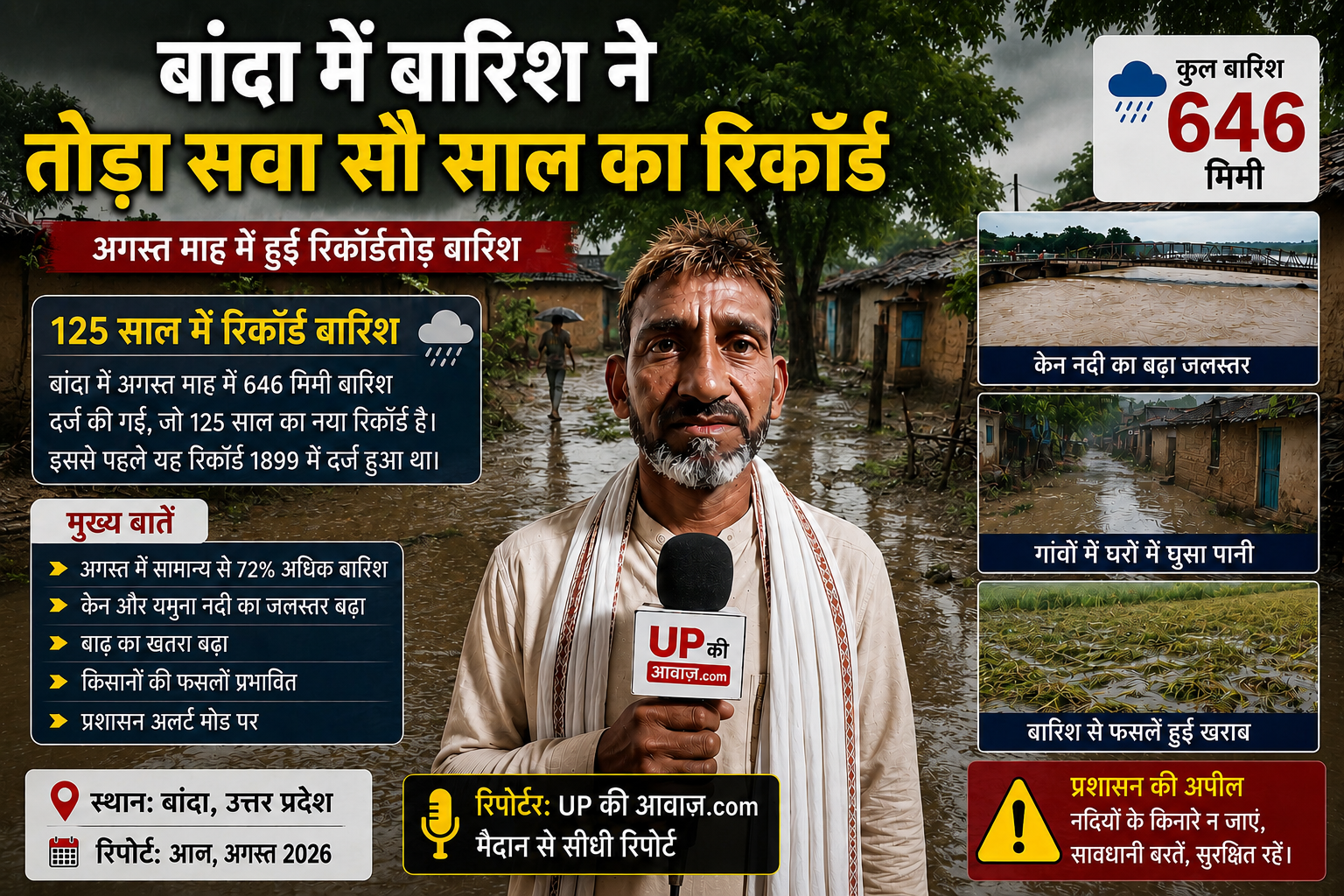 बांदा में बारिश ने तोड़ा सवा सौ साल का रिकॉर्ड