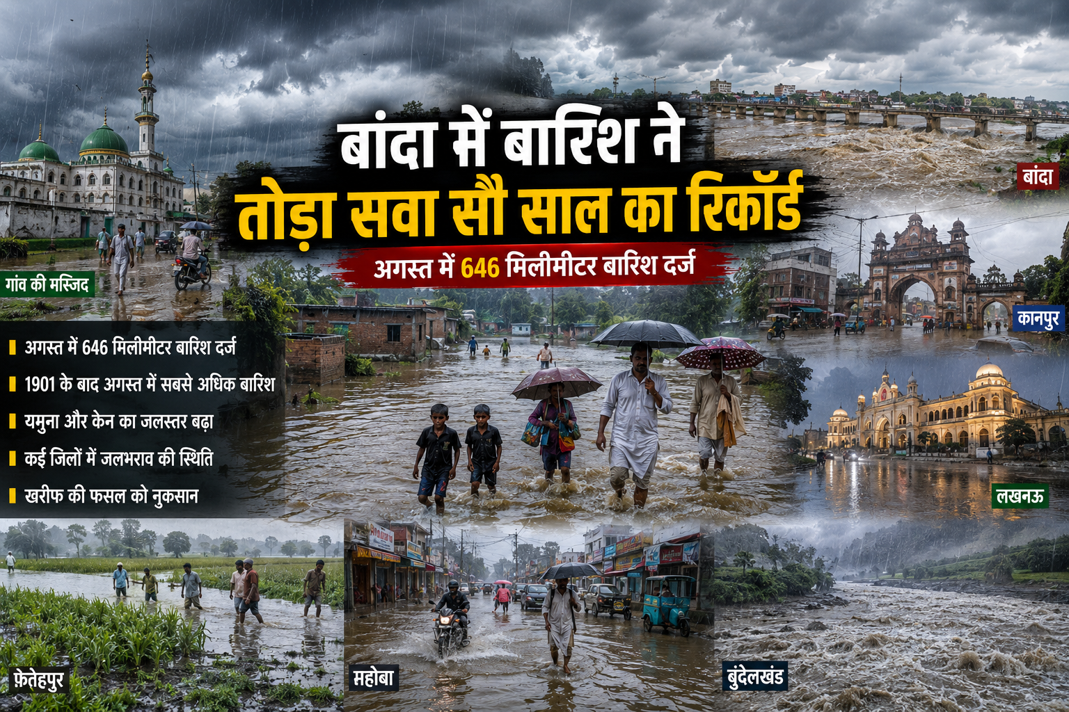 बांदा में बारिश ने तोड़ा सवा सौ साल का रिकॉर्ड
